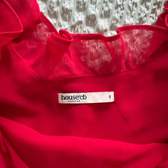 House of CB Red Asymmetrical Ruffled Sundress - Picture 3 of 6